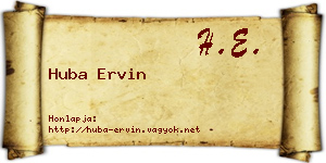 Huba Ervin névjegykártya